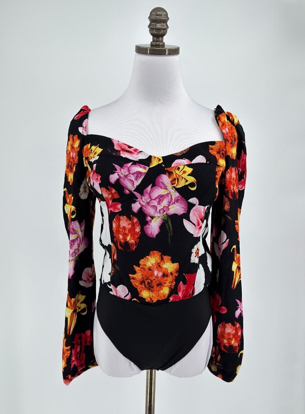 Desigual M. Christian Lacroix Floral Puff Sleeve Bodysuit Sz US M NEW